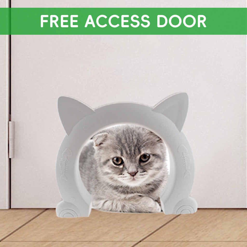 Qpets Cat Door for Interior Door Cute Cat Ear Shaped Cat Door No Flap Cat Door for Room Door Free in and Out, XL