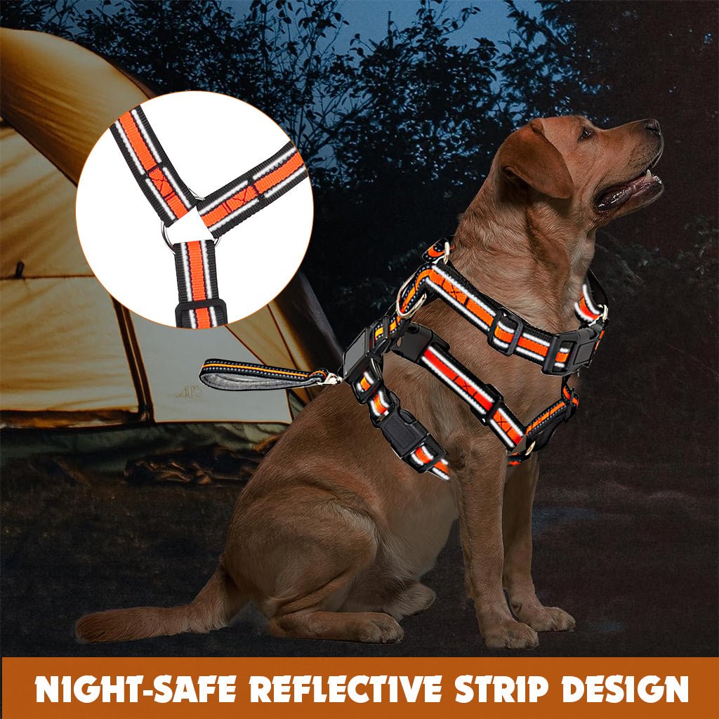 Qpets No Pull Dog Harness, 2 in 1 Dog Vest Harness with 59 inches Retractable Wire Dog Leash Quick Release Buckle Dog Harness with Night Reflective Strip Design