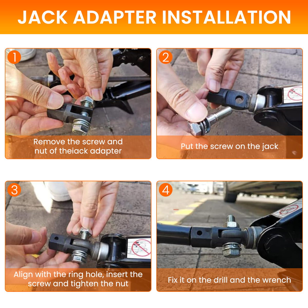 Serplex Car Jack Adapter, 1/2 Inch Car Scissor Jack Adapter, Drill Adapter Replacement for Ring Or Double Hole Scissor Jacks