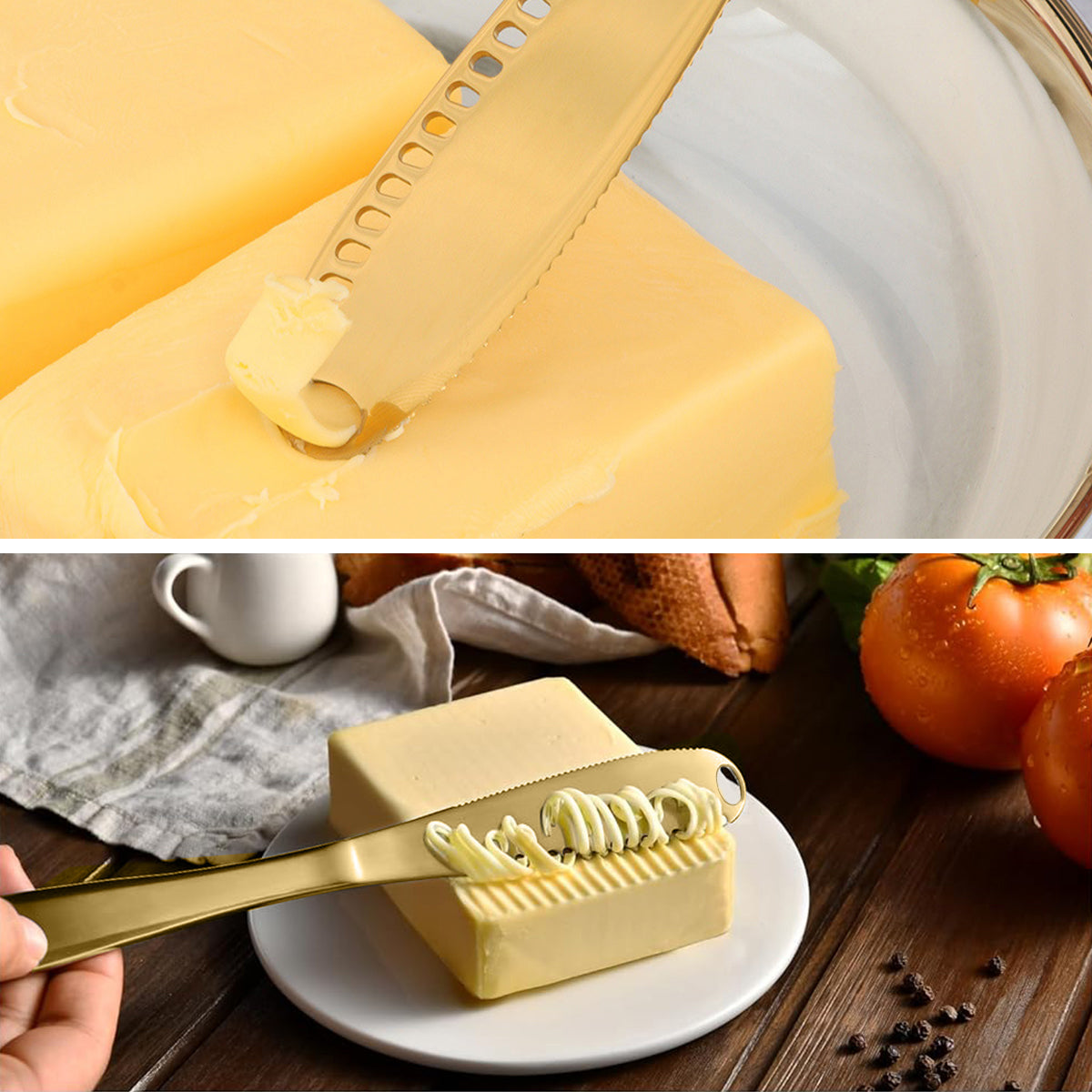 HASTHIP Butter Spreaders Set of 2Pcs 304 Stainless Steel Utility Spreader Serrated Edge Spreaders Butter Slicer Peanut Jam Spreaders