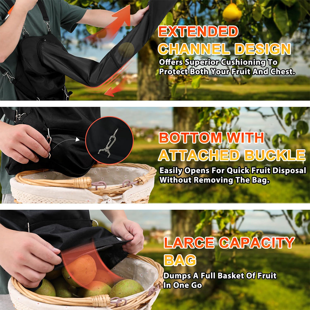 HASTHIP 13Ft Assembly Fruit Picker with Transfer Channel & One-piece Wearable Fruit Bag Extented Long Handle Fruit Picker New No-drop Fruit Picker Fruit Harvesting Tool for Apple, Mango