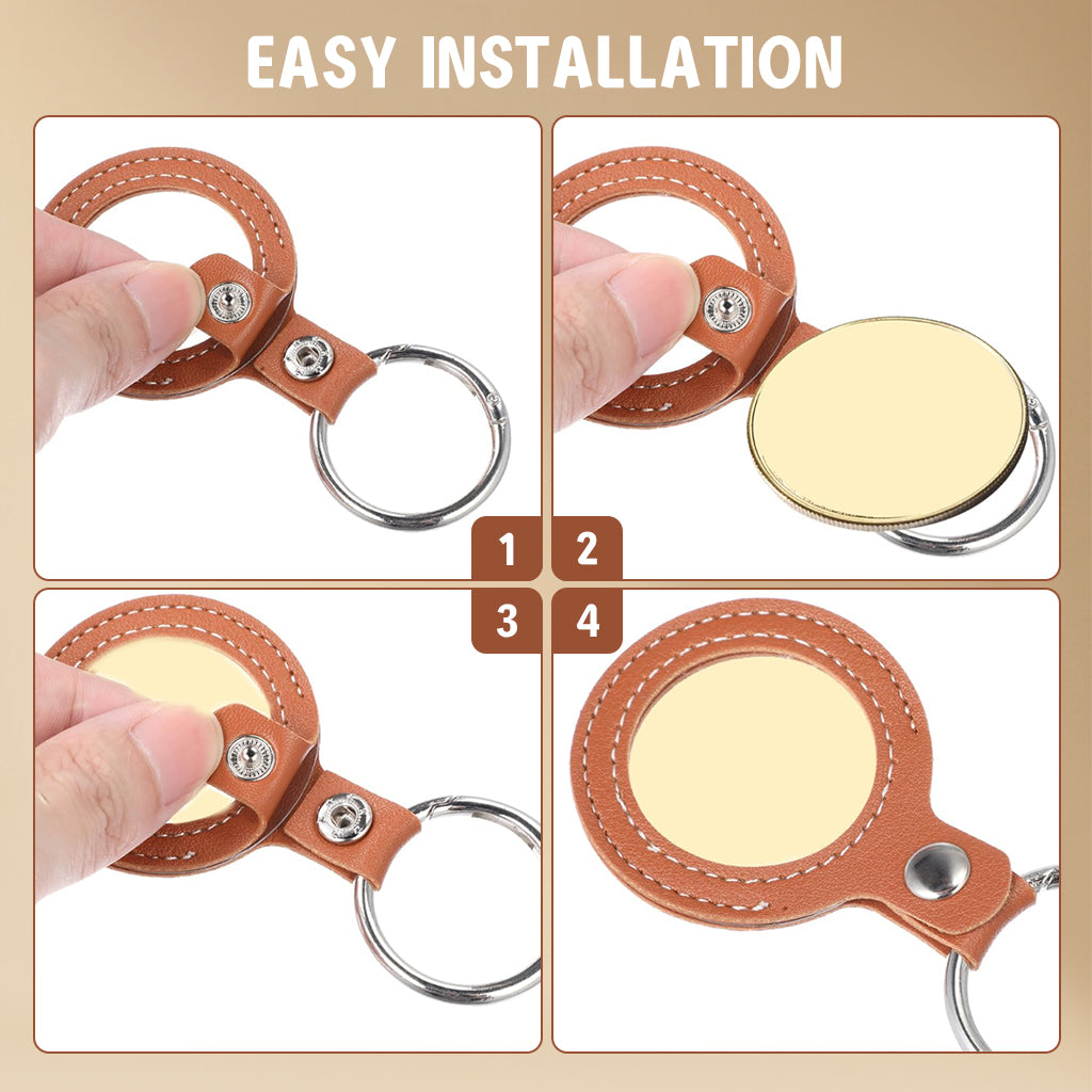 PALAY 2Pcs Coin Holder Keyring 40mm Dia PU Token Coin Holder Keyring Creative Token Currency Collectiable Luck Coin Holder Keyring Couple Gift Keyring Key Organizer