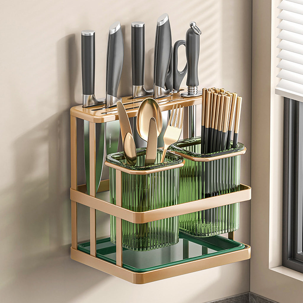 HASTHIP Kitchen Chopsticks Rack Chopstick Box Wall Mount or Countertop Cultery Drainer Utensils
