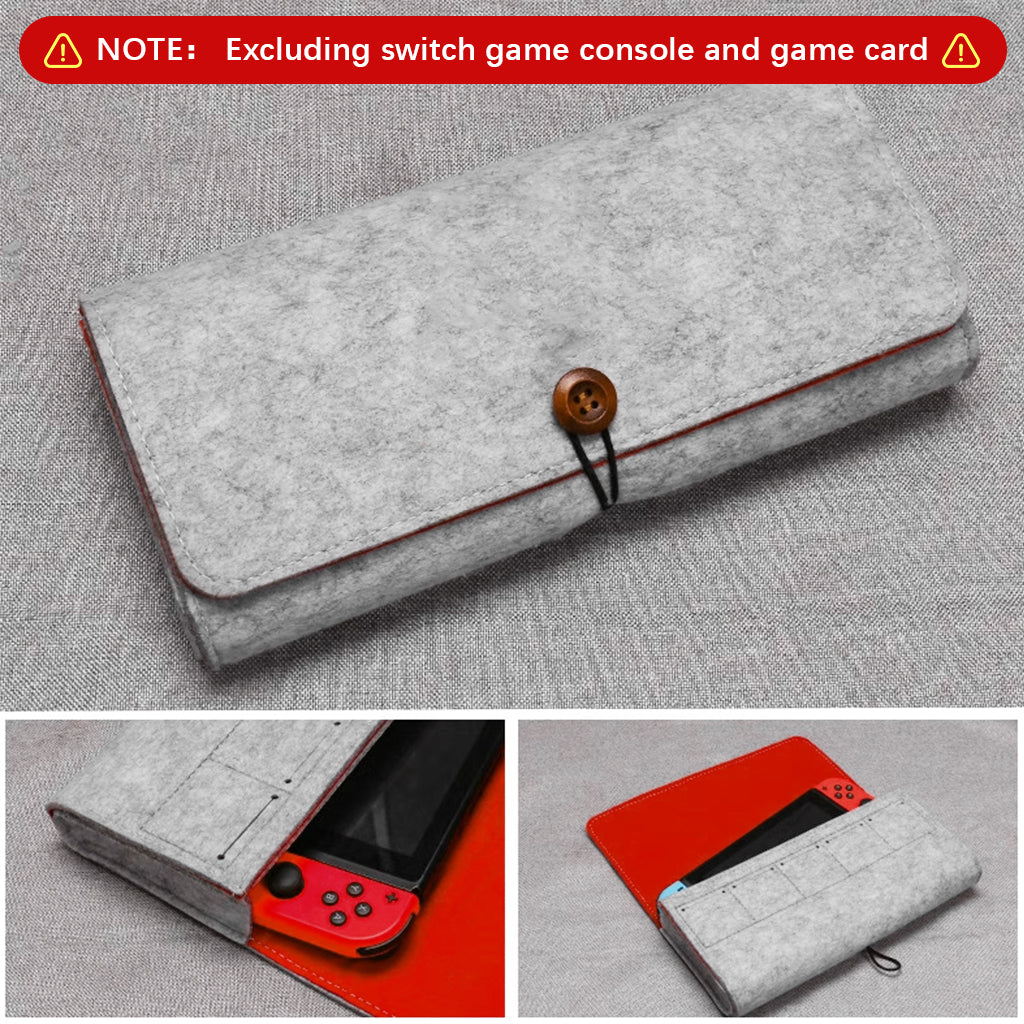ZORBES Compatible with Switch Felt Storage Bag with 5 Game Card Slots Carry Bag for Switch Game Console Anti-scratch Protective Travel Accessory Bag for Switch, Grey, 22.5x12x3.5cm