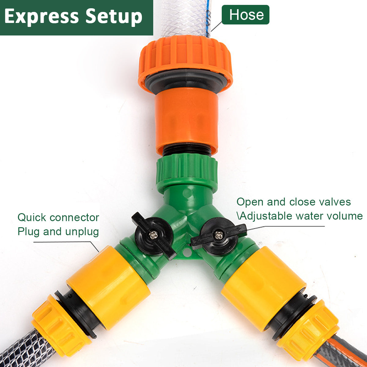 HASTHIP Garden Hose Splitter Faucet Diverter Splitter High Pressure Y-shaped 2-Way Water Splitter with Individual Control Water Tap Diverter Universal Faucet Diverter