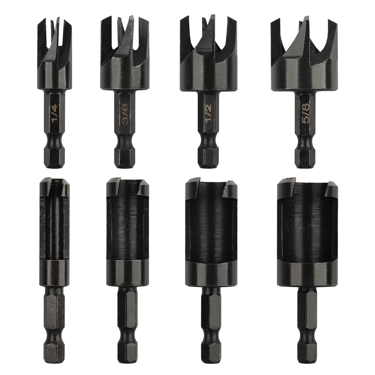 Serplex 8Pcs Wood Plug Cutter Drill Bit Set, Straight and Tapered Taper Cutting Tool 1/4