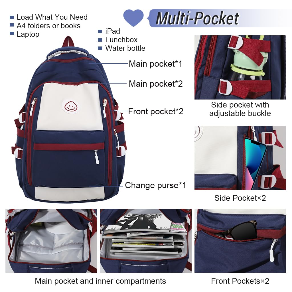 PALAY Travel Backpack Casual Backpack Nylon Backpack Girls School Backpack Lightweight Fashion Contrast Color Backpack Outdoor Travel Backpack Laptop Backpack