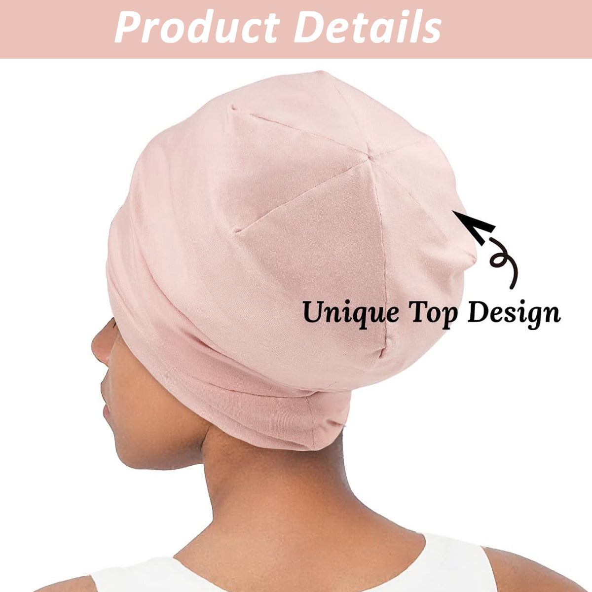 SANNIDHI Sleeping Cap for Women, Bamboo Fiber Silk Hair Care Cap for Sleeping, Stretchy Postpartum Hair Wrap Cap for Long Hair (Pink)