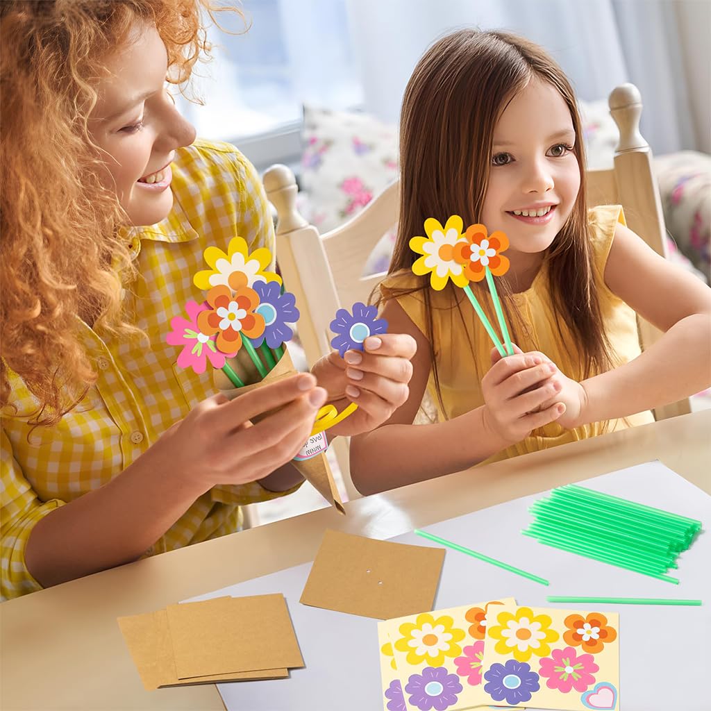 PATPAT DIY Paper Art Flower Bouquet Material Kit 24Pcs Color Paper Flower Bouquet Handmade DIY Material Kit Kindergarten Handmade Crafting Education DIY Craft Paper Kit Art Crafting Supplies
