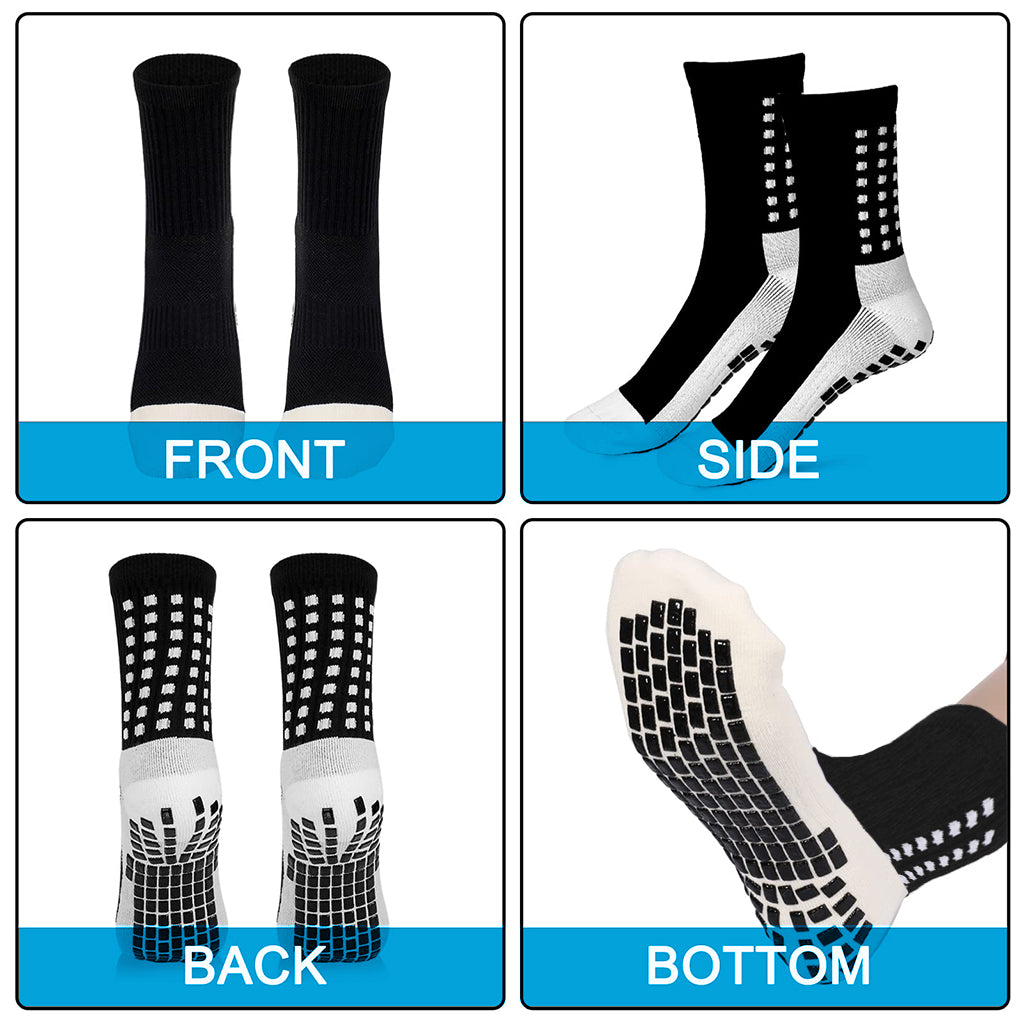Proberos 2 pairs of Men Women Hi-Tech Performance Athletic Socks for Badminton Soccer Running Gym & Indoor TrainingRubber Anti-Slip and Thicken Cushion Sport Socks Ankle Length Socks-Black