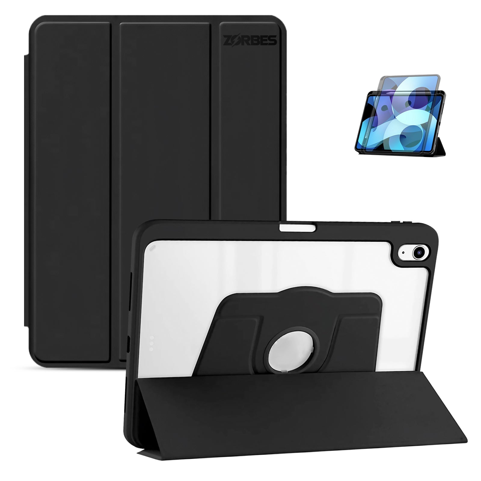 ZORBES PU Protective Cover for iPad 10th Gen, Creative 2 in 1 Protective Tablet Cover Desk Stand with 360 Degree Adjustable Viewing Angle Sleek Protective Cover for iPad 10th Gen 10.9 inch 2022