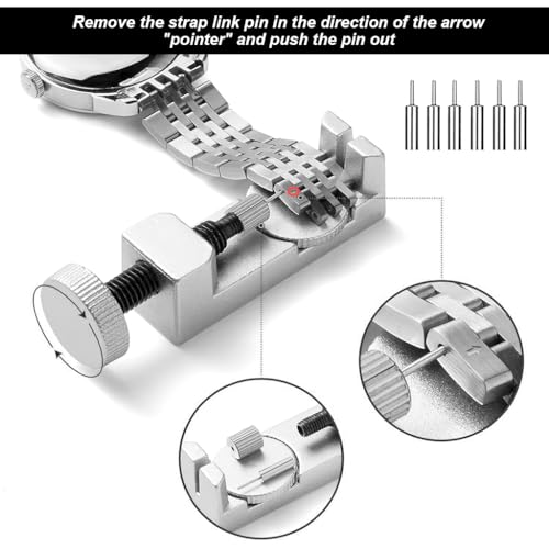 Serplex® 24-in-1 Professional Watch Repair Kit for Wrist Watches, Multi-Tool Set with Liftable Platform, Spring Bar Tool, Link Remover, Cotter Pins, Hammer & Storage Bags for Strap Adjustment (3 Set)