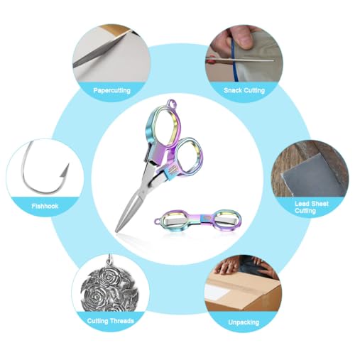 OFIFO® Folding Utility Scissors, 4.5 inch Pocket Scissor Carbon Steel Scissors Fishing Line Scissors Sewing Scissors Crafting Scissors