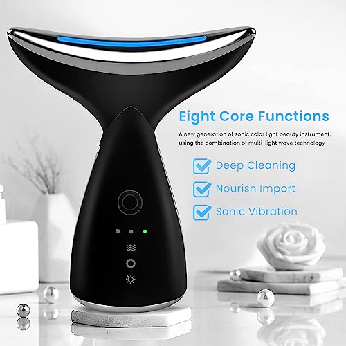 HANNEA EMS Beauty Machine Anti-aging Neck Massager 3 in 1 Anti Wrinkles Face Massager EMS Micro-current Neck Massager Remove Double Chin Tighten Facial Contour Prevent Wrinkles