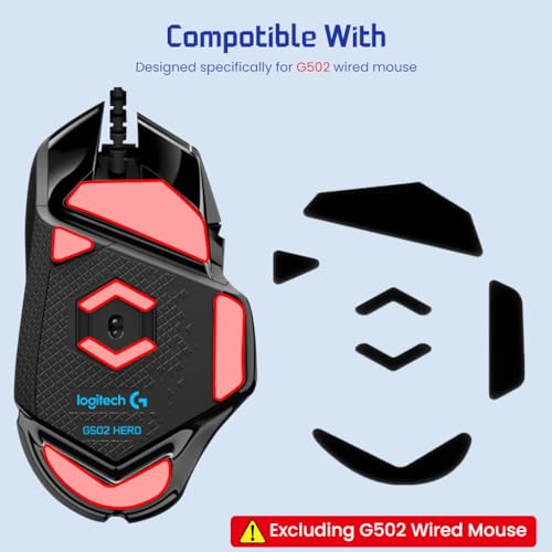 ZORBES Mouse Feet Skates for Lo-gitech G502 Wired Gaming Mouse Snug Fit Mouse Feet Rounded Curved Edges Smooth Feet Skates for Lo-gitech G502 Game Mouse Feet Skates Replacement, Mouse is NOT Included