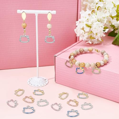 SANNIDHI Variety Pack Of 12 Cat-Themed Jewelry Charms For DIY Crafting, Ideal For Earrings, Bracelets & Necklaces - Gift For Cat Lovers