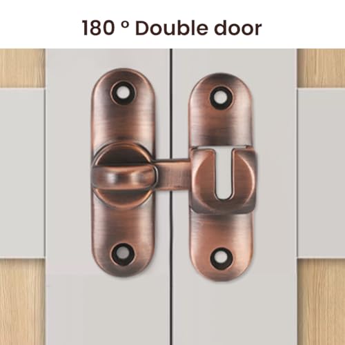 HASTHIP® Door Latch Lock 90 Degree Gate Rugged Zinc Alloy No Drill Security for Closet Cabinet 2PCS
