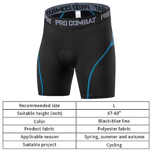 GUSTAVE Cycling Shorts for Men & Women with 3D Padded, Breathable Quick Dry Cycling Shorts Shock Proof, Cycling Accessories (Size, L) Blue