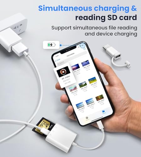 Verilux® SD Card Reader for iPhone iPad with USB C to C Connector 3 in 1 SD TF and USB Port Memory Card Readers Support Android Camera 3PCS