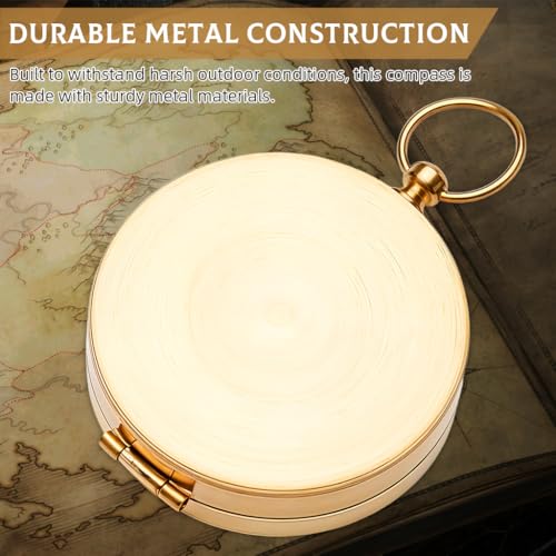 Proberos® Vintage Glow in Dark Pocket Compass 2.36 Inch Collectible Navigation with Metal Lid Hanging Ring Best Gift for Outdoor Enthusiasts Hikers Campers 3PCS