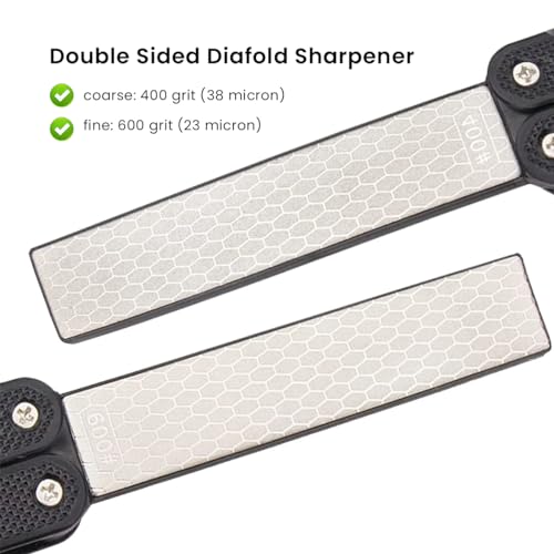 HASTHIP® Knife Sharpener for Kitchen 400/600 Grit Portable Handheld Double Sided Tool Pocket Diamond Sharpening Stone Garden Outdoor Tools Fine Coarse Grinding 2 PCS