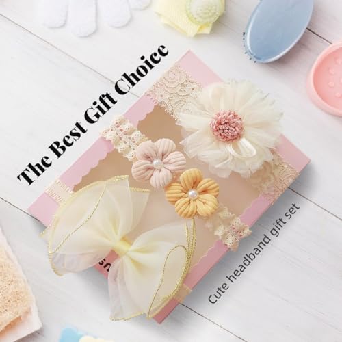PALAY® 9PCS Bow Hairband For Baby Girl Lace Flower Headband Cute Elastic Newborn Hair Accessories Toddlers Gifts Multicolor