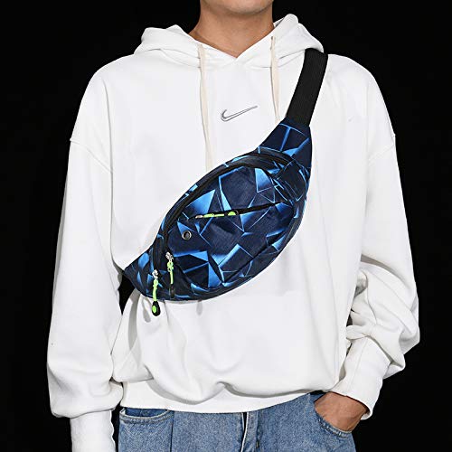 GUSTAVE Waist Bag for Men Women, Waterproof Chest Bags Stylish Fanny Pack Lightweight Bum Bag with Adjustable Strap for Outdoor Sports Running Hiking (Geometric Blue)