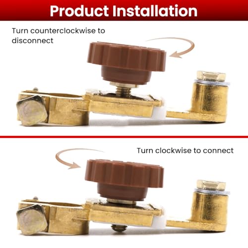 STHIRA® Disconnect Switch Universal 12V 125A Negative Battery Quick Disconnection Twist-knob Cut Off for Car Truck Marine RV Electrical Equipment Pure Copper 3PCS