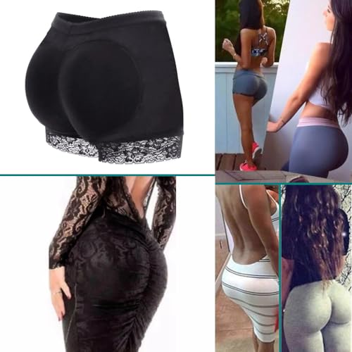 PALAY® Womens Padded Underwear Butt Lifter Panty Invisible Body Shaping High Waist Hip Pad Enhancer Shorts M Black 3PCS