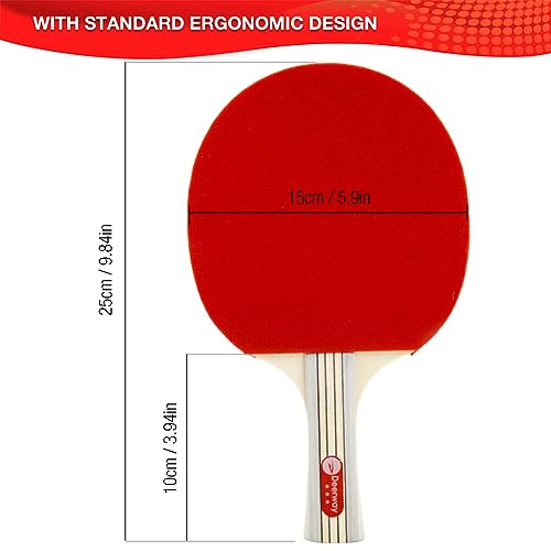 Proberos® 3 Stars Table Tennis Racket Professional Set Storage Bag and 3 Ping Pong Balls All-in-One Paddle Playset Bats for Boys Girls Beginners Gift 2 PCS