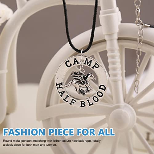 SANNIDHI® Percy Jackson Necklace for Men Women Stylish Metal Stainless Steel Camp Half Blood Pendant Black Chain Locket Accessories Jewellery Birthday Gift Boys Boyfriend 3 PCS