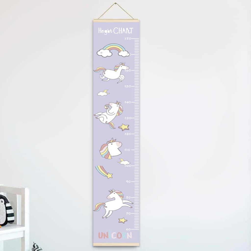 SNOWIE SOFT Cartoon Unicorn Growth Chart for Kids 60-180cm Wall Hanging Growth Chart for Kids & Teenagers Canvas Cartoon Growth Chart Waterproof Canvas Growth Chart for Kid's Room