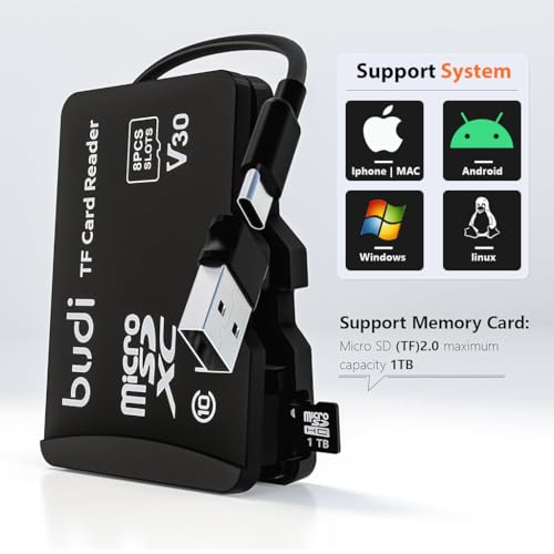 Verilux® USB C Micro SD Memory Card Reader with 8 Slots TF Flip Up Lid Design Storage Case with USB A Adapter Universal for Phone Laptop PC 3PCS