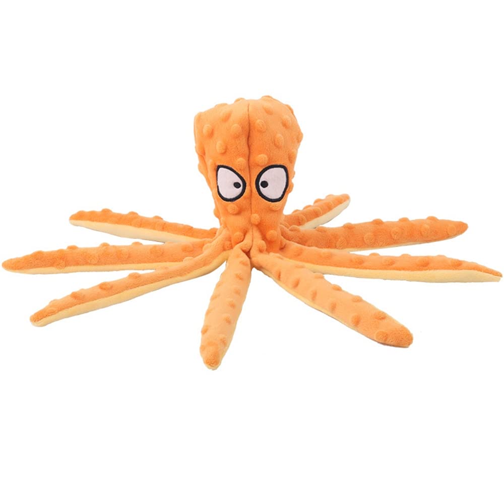HASTHIP Squeaky Dog Toys with Crinkle Paper for Puppy Teething Durable Dog Chew Toy Funny Interactive Pupper Toys for Small to Medium Dogs Training and Playing Orange