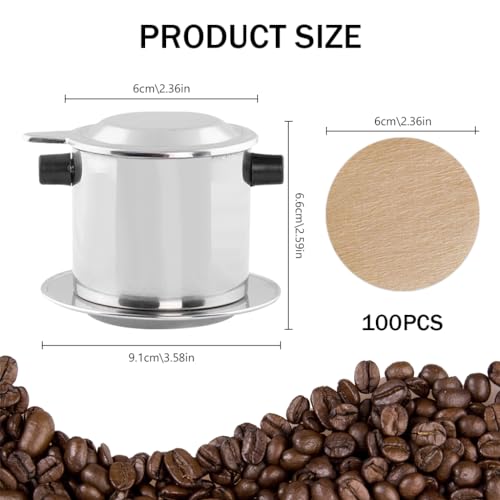 Supvox Coffee Maker Stainless Steel Coffee Filter 8oz Pour Over Coffee Maker