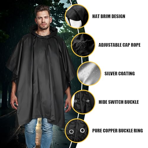 GUSTAVE® Adult Rain Coat 3 in 1 Raincoat with Sun Shade Canopy Hooded Riding Poncho Full Cover Design Windproof Camping Gear with Storage Bag Outdoor Travel Accessory 3PCS