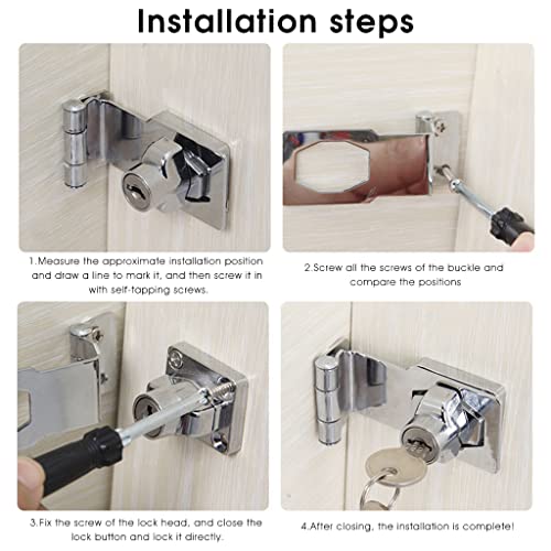 HASTHIP 1PC Door Lock Hasp Latch, 5 Inch 304 Steel Safety Packlock Clasp Hasp Door Latches, Extra Thick Door Gate Lock Hasp with Screws Brushed Finish