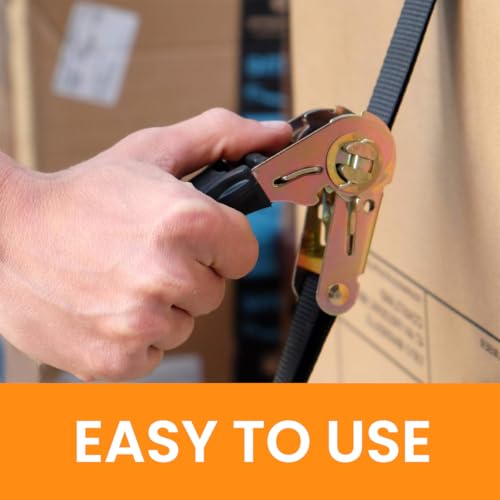 STHIRA Ratchet Tie Down Straps Set 1600lbs Loading Cargo Shipping Ratchet Strap with 2pcs Ratchet Belts, 2 Roll of 8.7 Yards Safety S-Hook Straps, 4 Loop-end Straps, 1 Storage Bag