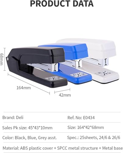 OFIFO® Swing-Arm Swivel Stapler, 25 Sheets Capacity, 360 Degree Rotate Desk Staplers with 1000 Staples for Booklet or Book Binding, White-Grey