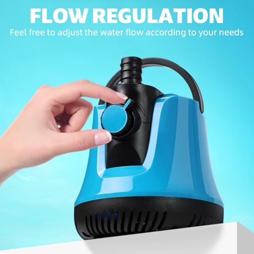 Qpets® 85W Quiet Submersible Water Pump Adjustable Flow 4.5M Lift 4500L/H Low Noise Portable with Suction Cup Base for Aquarium Pond Garden Fountain 2PCS