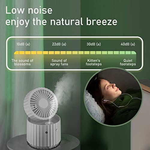 ZORBES 2 in 1 USB Desk Fan with Humidifier USB Portable Fan Foldable Personal Fan, 3 Speeds Adjustable Cool Mist Fan Quiet Cool Mist USB Desktop Fan for Home, Car, Office