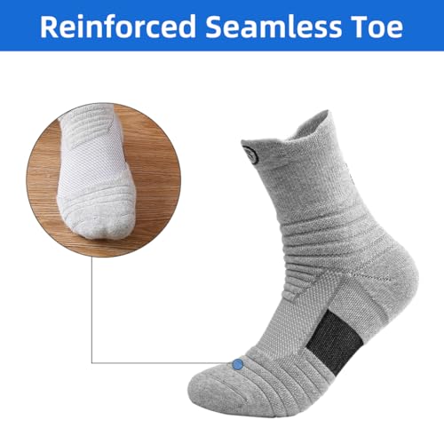 Proberos® 3 Pairs Professional Sport Socks for Men, Breathable Cricket Socks, Anti-Slip Sole Design, Towel Cushioning Athletic Sports for Basketball, Football, Running, Cycling, Workout 3 PCS