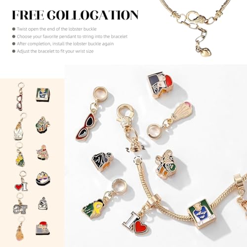 SANNIDHI® Taylor Charm Bracelet for Women Taylor Swift Merchandise Golden for Teen Girls Fashion 1988 TS Enamel Charms Album Inspired Friendship Bracelets Music Lover Jewellery Gift 3PCS