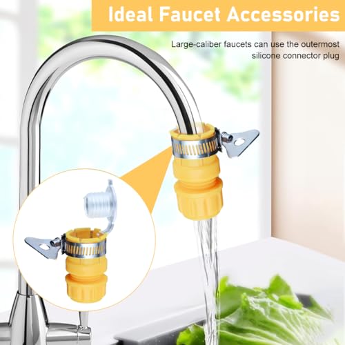 HASTHIP® Universal Water Tap Adapter 4/6 Point Faucet Anti-Leakage ABS Quick Release Connector for Water Pipe Faucet 2 PCS