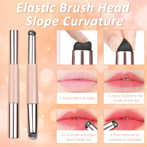MAYCREATE® Lipstick Silicone Brush 2-in-1 Balm Applicator with Blending Multifunctional Makeup Tool for Gloss Concealer Foundation Pink 3PCS