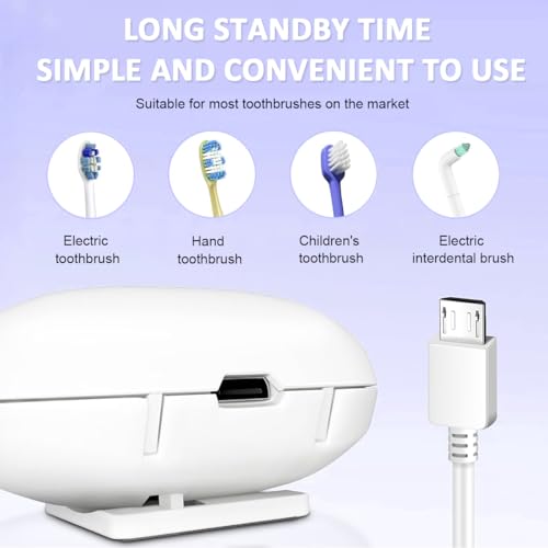 HANNEA® UV Sanitizer Toothbrush Holder USB Rechargeable Smart Automatic Holders for Bathroom Antibacterial Wall Mounted Portable Mini Stand 2 PCS