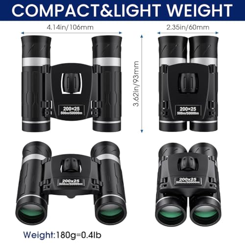 zitronix® Pocket Binoculars for Adult Kids 200x25 Mini Compact High-Powered Portable for Bird Watching Travel Outdoor Activities 2PCS