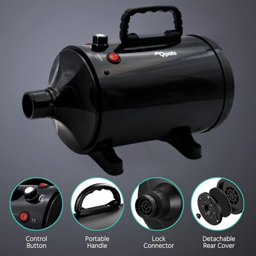 Qpets Dog Dryer for Pet Hair Dryer for Dogs 5.2HP/3800W Pet Grooming Dryer Adjustable Speed with Three Nozzle Quick Dry Pet Hair Dryer