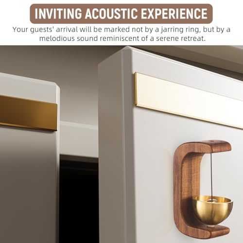 HASTHIP® Wooden Door Chime Beech Brass Bell Dopamine Doorbell for Home Decorative Magnetic Shopkeepers 5x7.5cm 2PCS