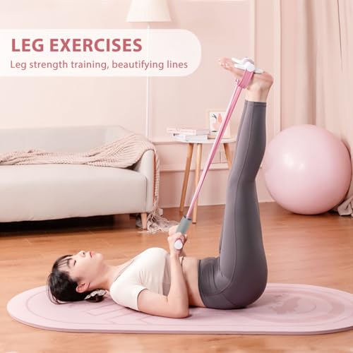 Proberos® Fitness Tension Rope with Wider Pedal 6-Tube Elastic Yoga Puller Resistance Band Pull Reducer Training Bands Natural Latex for Abdomen Waist Leg Stretching Pink 3 PCS